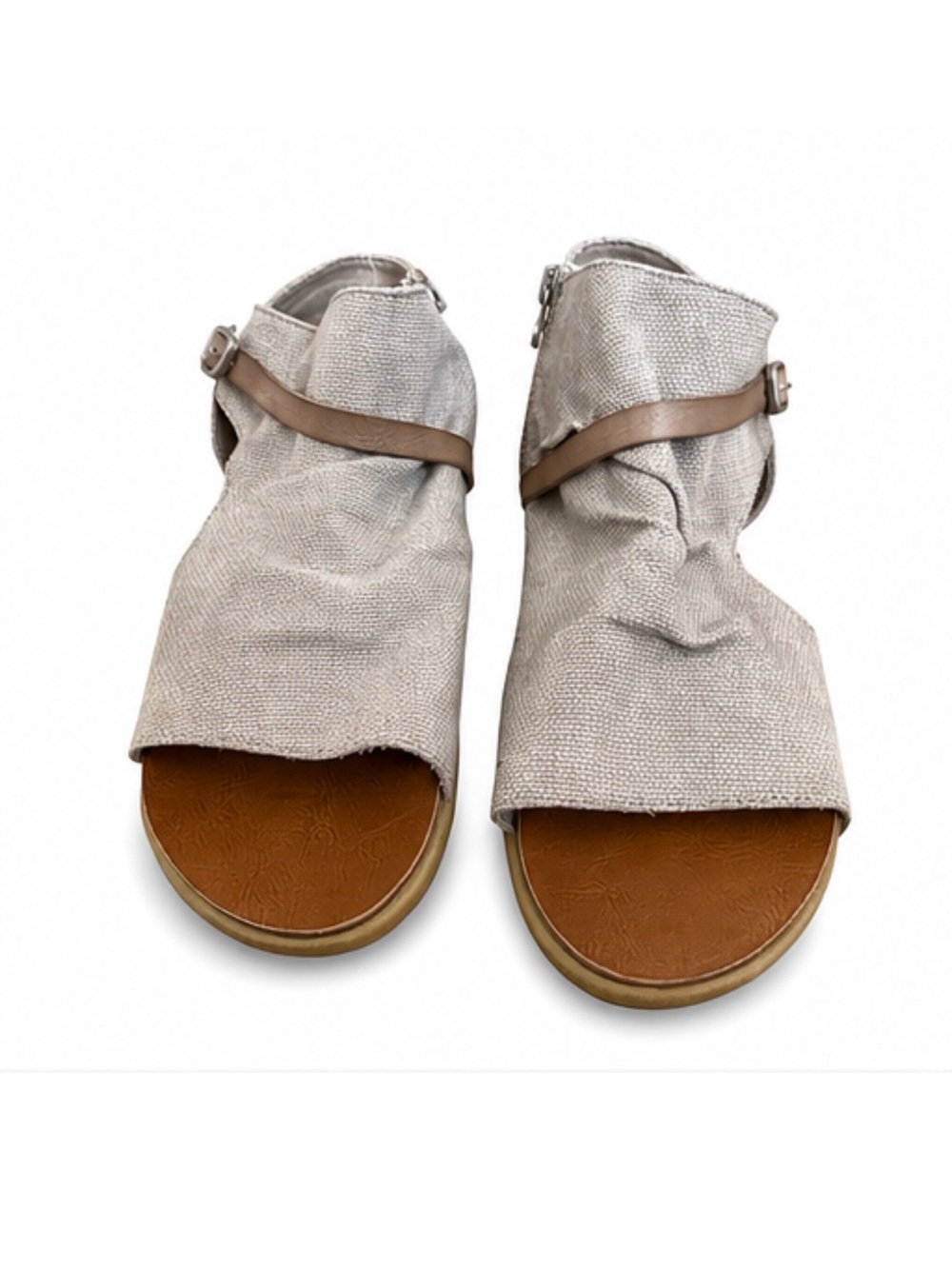Women’s Taupe Open-Toe Ankle Sandals with Buckle Strap - Picture 2 of 11
